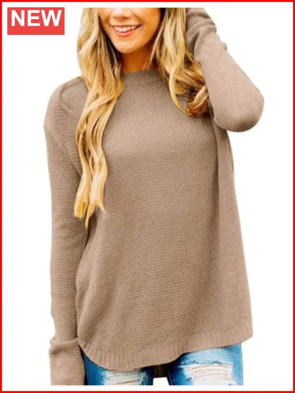 MEROKEETY Women's Sweater Pullover Crew Neck Ribbed Sleeve Fall Dressy Casual